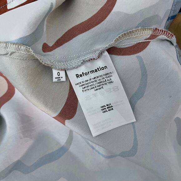 Reformation Joana Silk Dress Hyperion Print Strapless Floral Midi 0 Tropical - Picture 10 of 10